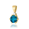 Złota zawieszka topaz London Blue i brylant 0,50ct