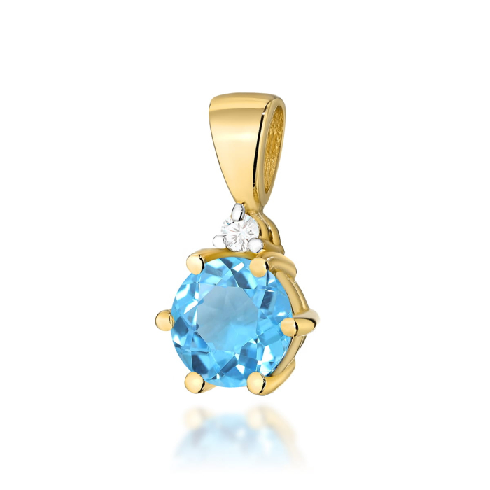 Złota zawieszka topaz i brylant 0,50ct