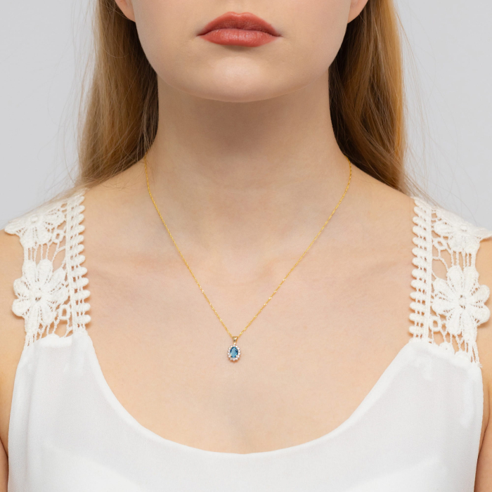 Zawieszka owalna topaz London Blue Z182