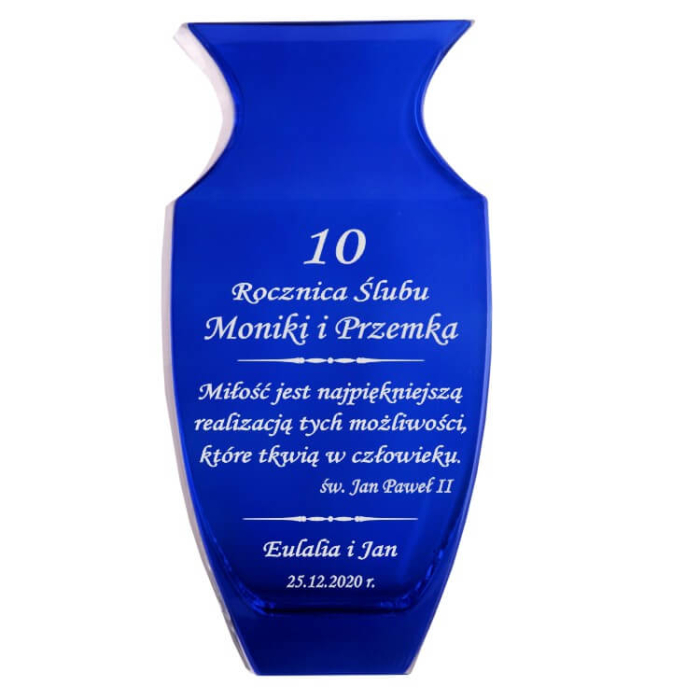 Grawerowany wazon - cynowa rocznica ślubu