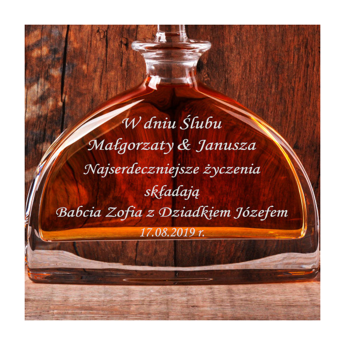 Prezent ślubny grawerowana kryształowa karafka