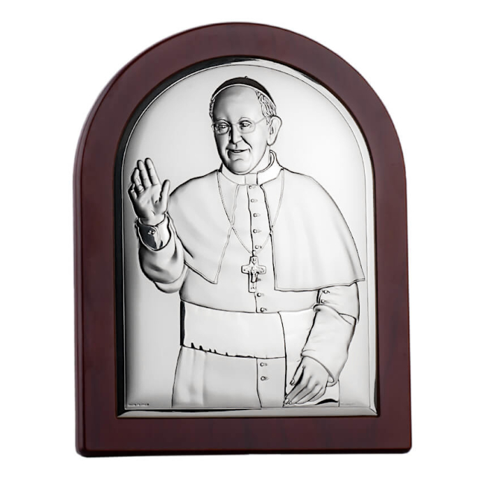 Obrazek srebrny z wizerunkiem Papieża Franciszka